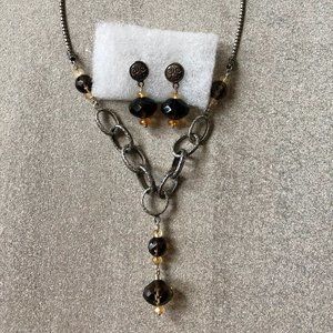 Smokey Quartz sterling necklace/earring set